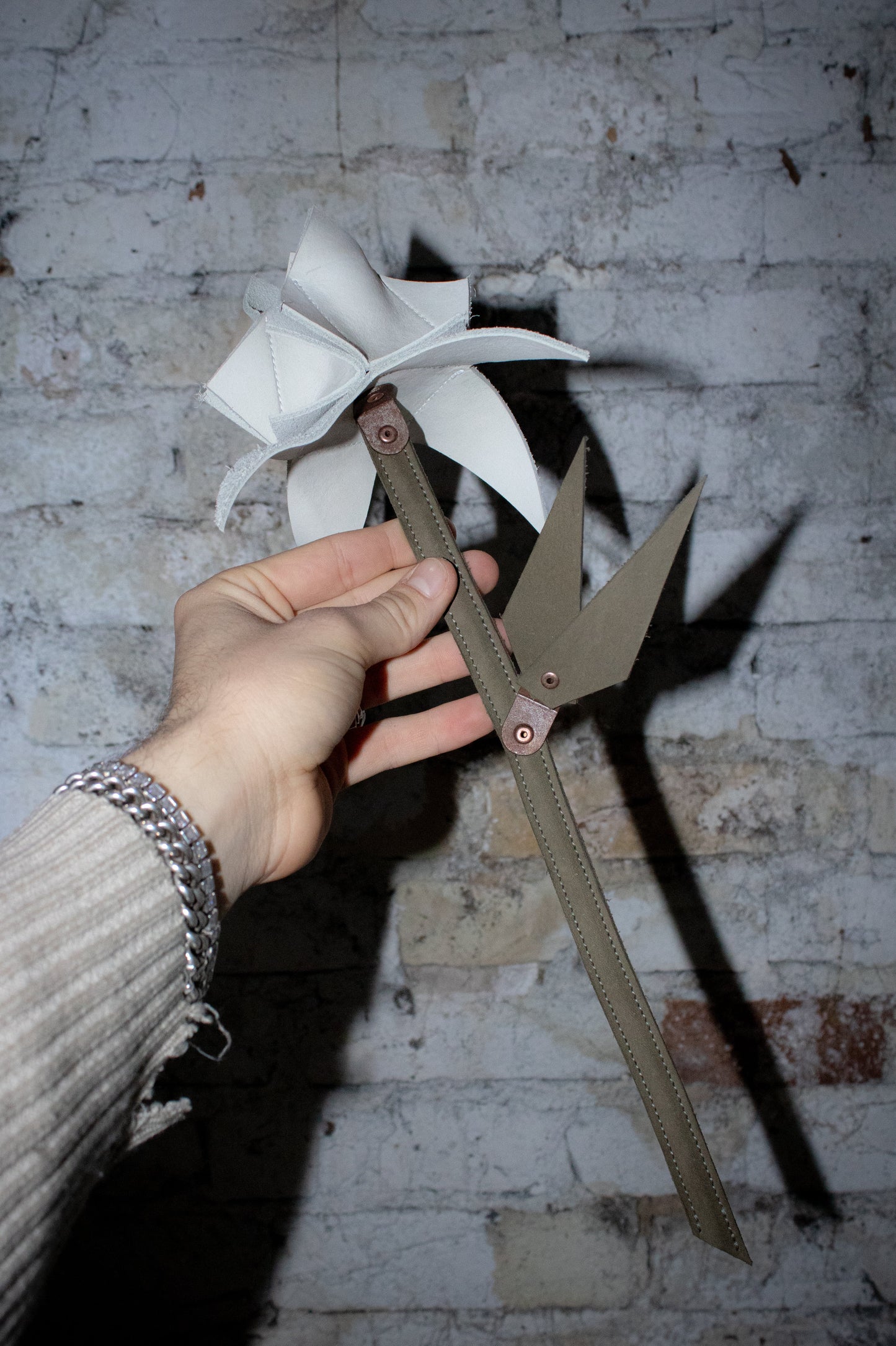 white leather rose