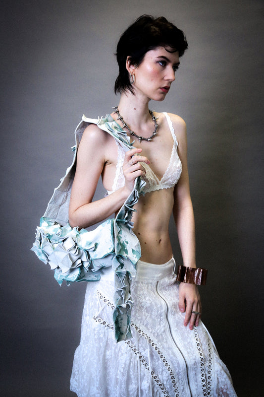 asymmetrical crystal shoulder bag