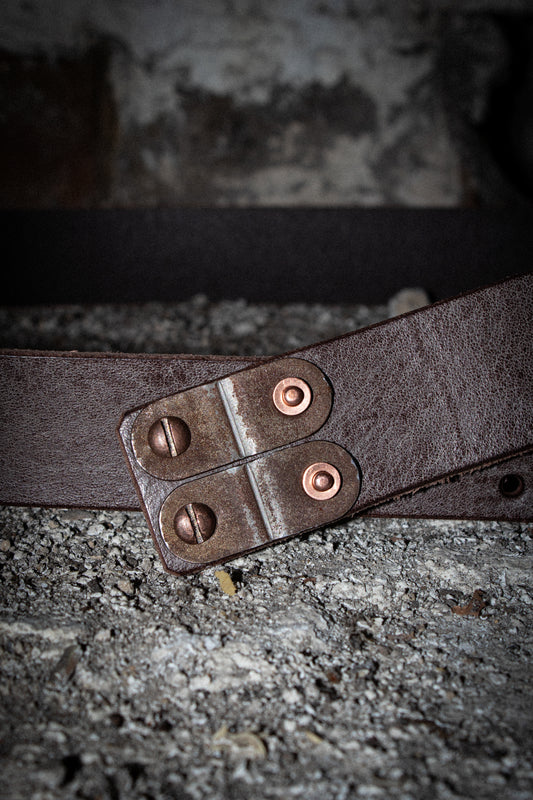 raw steel buckle belt